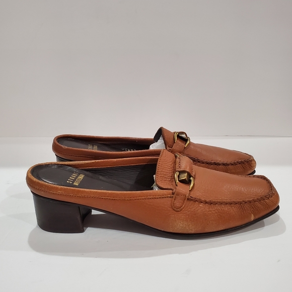 Stuart Weitzman women mule shoe size 8.5 brown leather backless heel loafer shoe - Picture 5 of 6